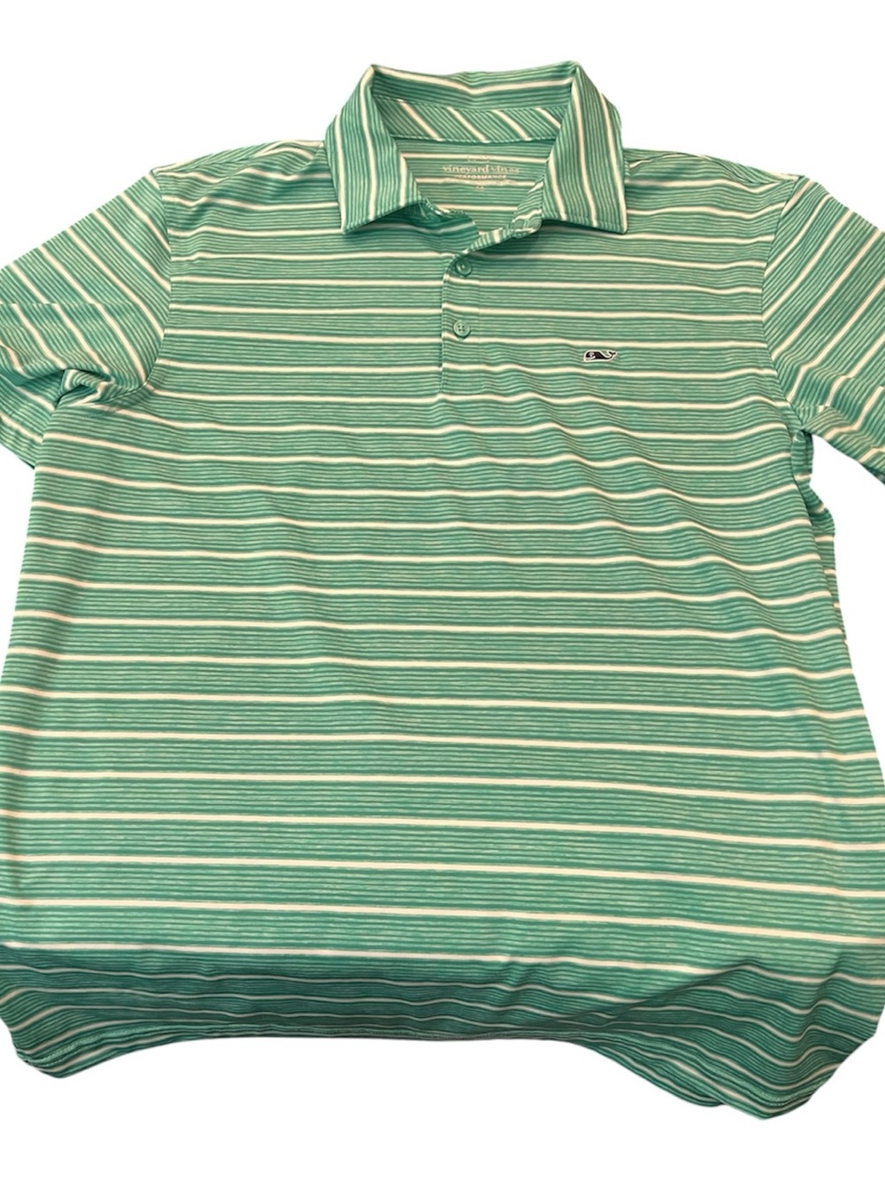 Vineyard Vines Men's Seafoam Green Striped Performance Polo Shirt M